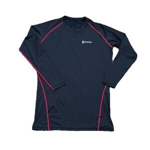Tesla Shirt Men XXL Black Red Compression Long Sleeve Fitted Base Layer